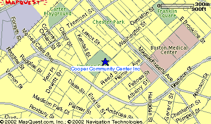 Map showing location of Cooper Community Center.  Click to go to the MapQuest web site